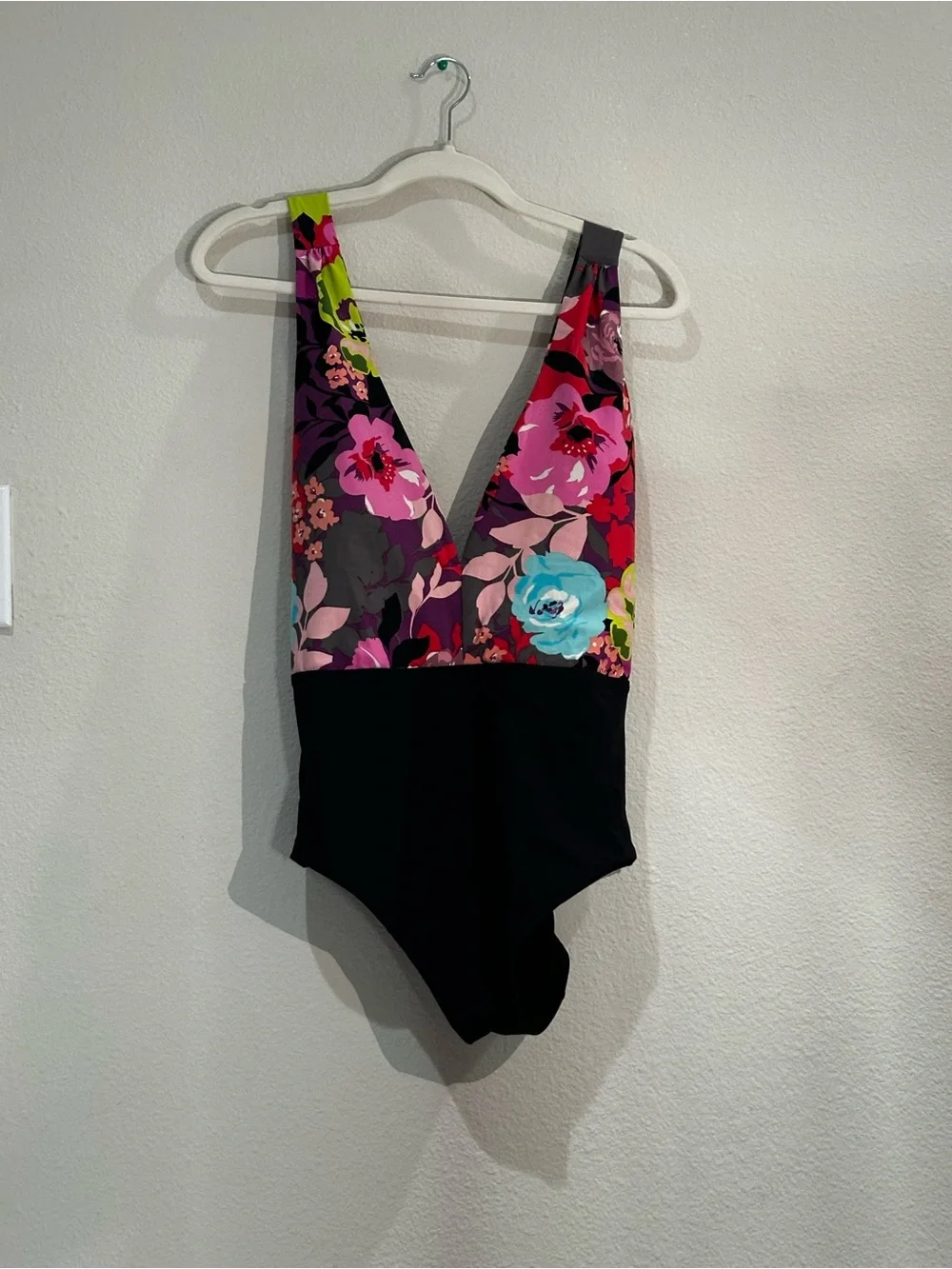 Floral & Black One-Piece Swimsuit - Pink Multi - Large